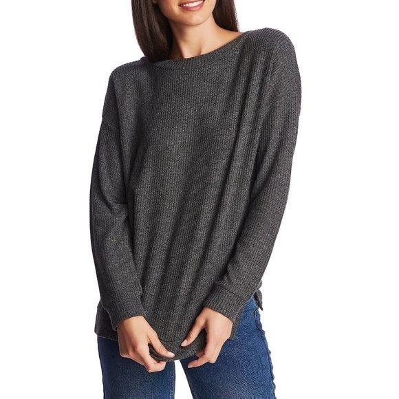 1.STATE Lattice V-Back Waffle Weave Sweater - Picture 3 of 4